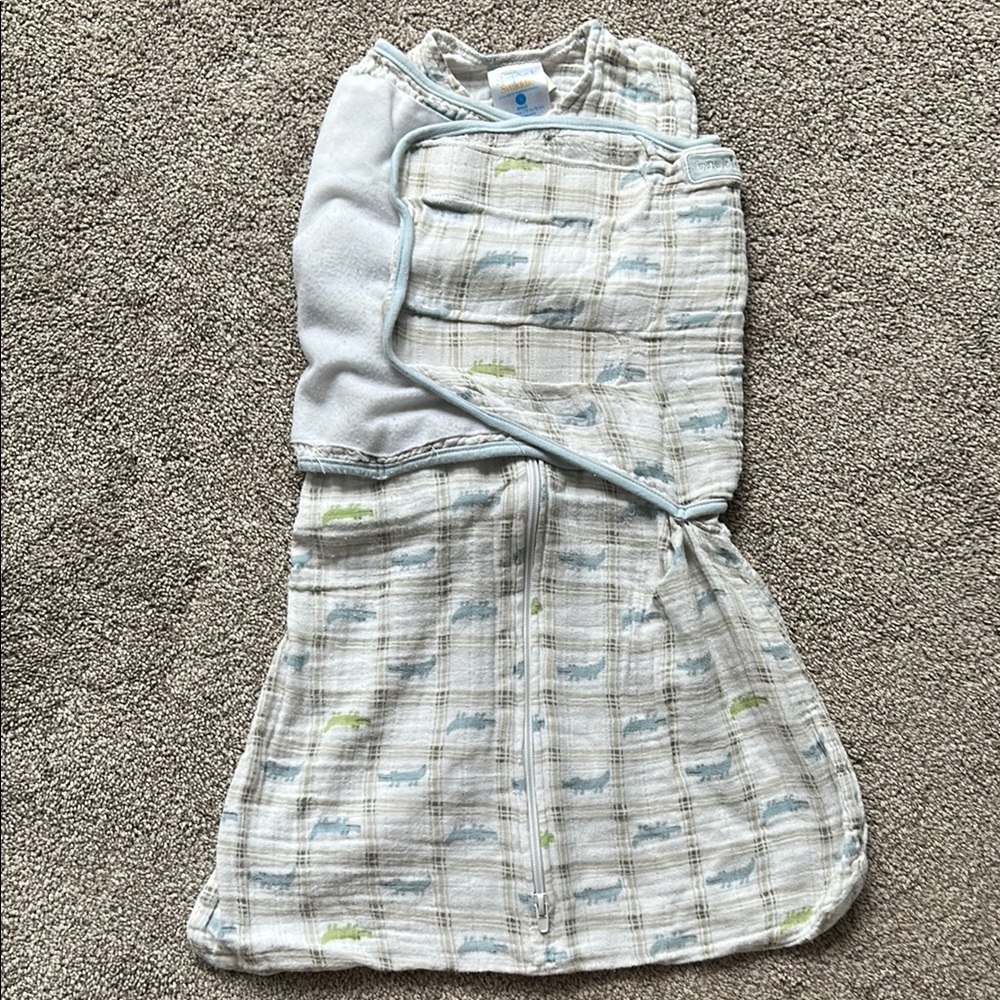 Halo Blue and Green Crocodile Print Sleep Sack Swaddle